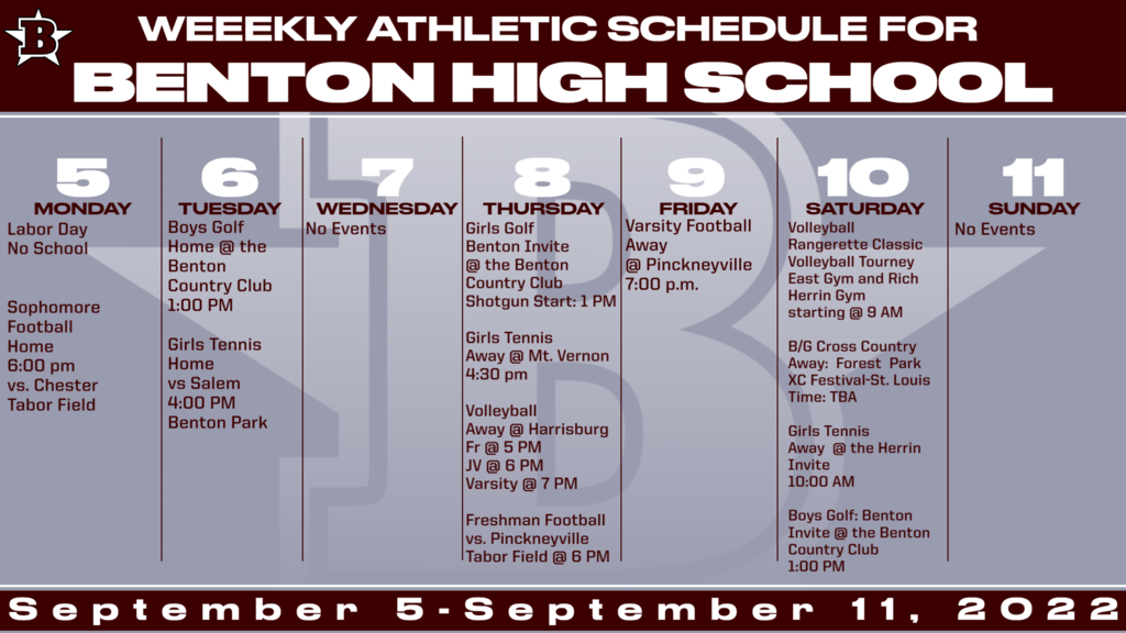 Weekly Athletic Schedule 