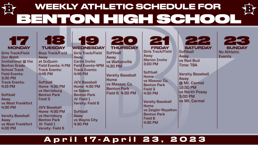 Weekly Athletic Schedule