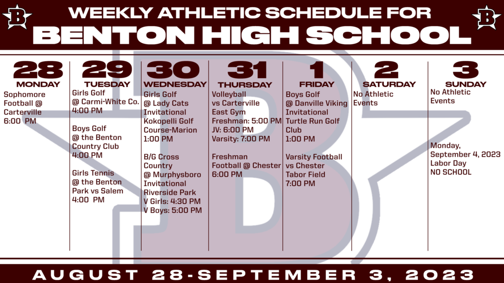 Weekly Athletic Schedule